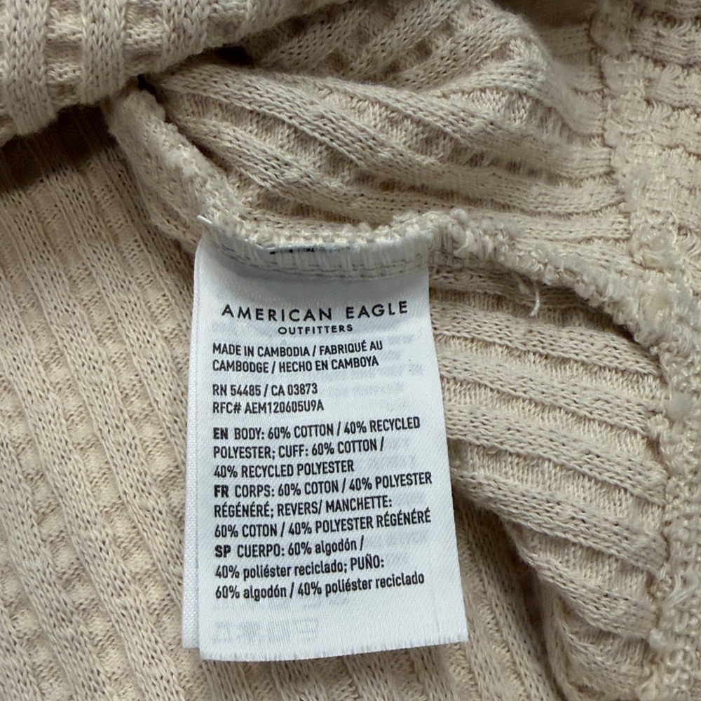 American Eagle Big Hug waffle knit notch neck oversized top sweatshirt M - Picture 7 of 12